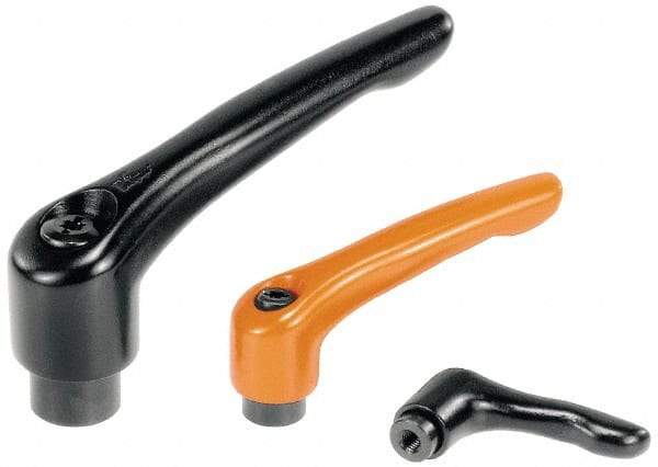 KIPP - #10-32, 0.51" Hub Diam, Zinc Die Cast (Stainless Steel Components) Tapped Insert Adjustable Clamping Handle - 1.85" OAL, 1.22" High, 0.35" Hole Depth - Eagle Tool & Supply
