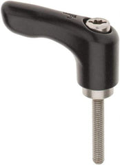 KIPP - M4 x 0.7, 13mm Hub Diam, Zinc Die Cast (Stainless Steel Components) Stud Type Adjustable Clamping Handle - 25mm Stud Length, 47mm OAL, 31mm High - Eagle Tool & Supply