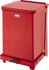 Rubbermaid - 7 Gal Square Unlabeled Trash Can - 17" High x 12" Long x 12" Wide, Red, Stainless Steel - Eagle Tool & Supply