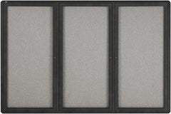 Quartet - 72" Wide x 48" High Enclosed Cork Bulletin Board - Gray - Eagle Tool & Supply