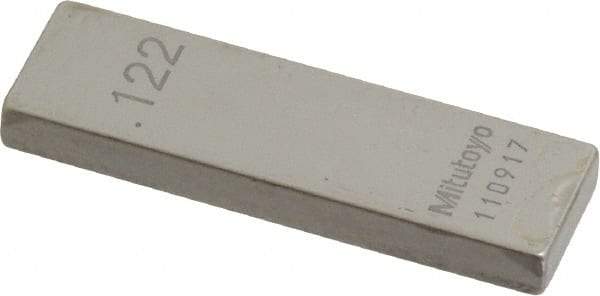 Mitutoyo - 0.122" Rectangular Steel Gage Block - Accuracy Grade 0, Includes Certificate of Inspection - Eagle Tool & Supply