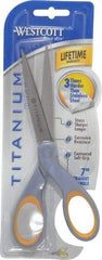 Clauss - 2-3/4" LOC, 7" OAL Titanium Standard Shears - Ambidextrous, Straight Handle, For General Purpose Use - Eagle Tool & Supply