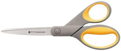 Clauss - 3-1/4" LOC, 8" OAL Titanium Standard Shears - Ambidextrous, Straight Handle, For General Purpose Use - Eagle Tool & Supply