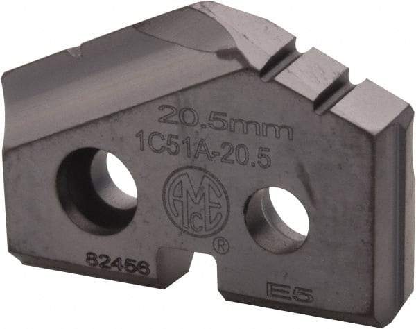 Allied Machine and Engineering - 20.5mm Diam x 5/32" Thick, Seat Code 1, 132° Included Angle Spade Drill Insert - TiAlN Coated, Carbide, Grade P40, Series T-A - Eagle Tool & Supply