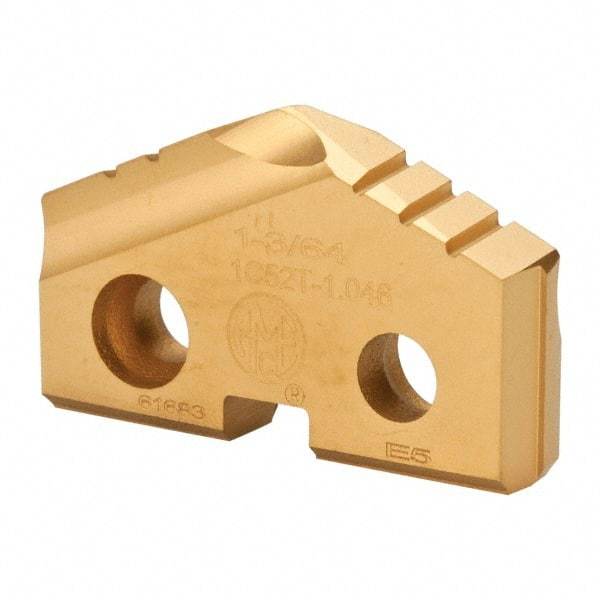 Allied Machine and Engineering - 1-3/64" Diam x 3/16" Thick, Seat Code 2, 132° Included Angle Spade Drill Insert - TiN Coated, Carbide, Grade P40, Series T-A - Eagle Tool & Supply