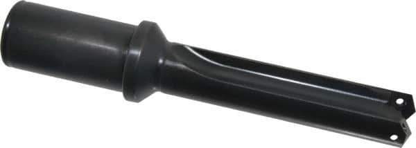 Allied Machine and Engineering - Series 2, 31/32 to 1-3/8" Diam, 1-1/4" Diam Straight Shank with Flange, Straight Flute Spade Drill - 3-3/8" Max Depth, 5-13/64" Body Length, 7-11/32" OAL, Short Length, Through Coolant - Eagle Tool & Supply