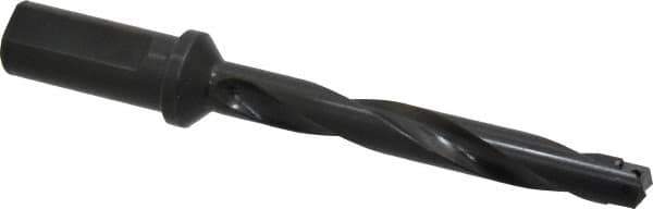Allied Machine and Engineering - Series 1, 45/64 to 15/16" Diam, 1" Diam Straight Shank with Flange, Helical Flute Spade Drill - 4-5/8" Max Depth, 6-15/64" Body Length, 8-3/8" OAL, Intermediate Length, Through Coolant - Eagle Tool & Supply
