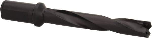 Allied Machine and Engineering - Series 2, 31/32 to 1-3/8" Diam, 1-1/4" Diam Straight Shank with Flange, Helical Flute Spade Drill - 5-3/8" Max Depth, 7-13/64" Body Length, 9-11/32" OAL, Intermediate Length, Through Coolant - Eagle Tool & Supply