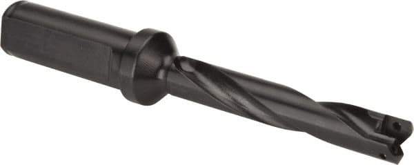 Allied Machine and Engineering - Series 0, 33/64 to 11/16" Diam, 3/4" Diam Straight Shank with Flange, Helical Flute Spade Drill - 2-1/2" Max Depth, 3-47/64" Body Length, 5-21/32" OAL, Standard Length, Through Coolant - Eagle Tool & Supply