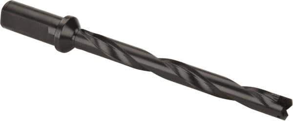 Allied Machine and Engineering - Series 1, 45/64 to 15/16" Diam, 1" Diam Straight Shank with Flange, Helical Flute Spade Drill - 6-5/8" Max Depth, 8-15/64" Body Length, 10-3/8" OAL, Standard Length, Through Coolant - Eagle Tool & Supply