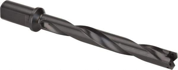 Allied Machine and Engineering - Series 2, 31/32 to 1-3/8" Diam, 1-1/4" Diam Straight Shank with Flange, Helical Flute Spade Drill - 7-3/8" Max Depth, 9-13/64" Body Length, 11-11/32" OAL, Standard Length, Through Coolant - Eagle Tool & Supply
