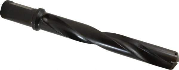 Allied Machine and Engineering - Series 2.5, 1-3/16 to 1-3/8" Diam, 1-1/4" Diam Straight Shank with Flange, Helical Flute Spade Drill - 7-3/8" Max Depth, 9-13/64" Body Length, 11-11/32" OAL, Standard Length, Through Coolant - Eagle Tool & Supply