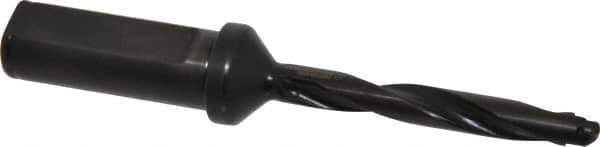 Allied Machine and Engineering - Series Y, 3/8 to 27/64" Diam, 3/4" Diam Straight Shank with Flange, Helical Flute Spade Drill - 2-3/8" Max Depth, 3-5/8" Body Length, 5-9/16" OAL, Standard Length, Through Coolant - Eagle Tool & Supply