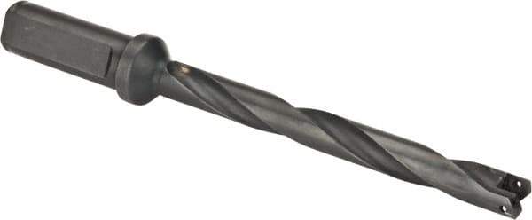Allied Machine and Engineering - Series 0, 33/64 to 11/16" Diam, 3/4" Diam Straight Shank with Flange, Helical Flute Spade Drill - 4-1/2" Max Depth, 5-47/64" Body Length, 7-21/32" OAL, Extended Length, Through Coolant - Eagle Tool & Supply