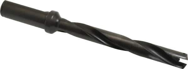 Allied Machine and Engineering - Series 0.5, 39/64 to 11/16" Diam, 3/4" Diam Straight Shank with Flange, Helical Flute Spade Drill - 4-1/2" Max Depth, 5-47/64" Body Length, 7-21/32" OAL, Extended Length, Through Coolant - Eagle Tool & Supply