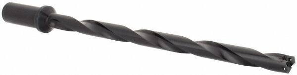 Allied Machine and Engineering - Series 1, 45/64 to 15/16" Diam, 1" Diam Straight Shank with Flange, Helical Flute Spade Drill - 10-5/8" Max Depth, 12-15/64" Body Length, 14-3/8" OAL, Extended Length, Through Coolant - Eagle Tool & Supply