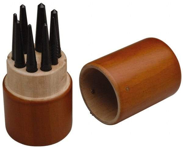 SPI - 8 Piece, 1/16 to 7/32", Center Punch Set - Round Shank, Comes in Custom Wood Case - Eagle Tool & Supply