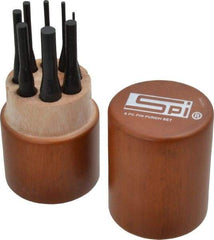 SPI - 8 Piece, 1/16 to 5/16", Pin Punch Set - Round Shank, Comes in Custom Wood Case - Eagle Tool & Supply