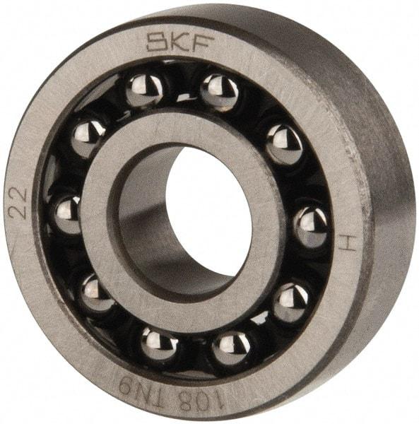 SKF - 8mm Bore Diam, 22mm OD, Open Self Aligning Radial Ball Bearing - 7mm Wide, 2 Rows, Round Bore, 126 Lb Static Capacity, 596 Lb Dynamic Capacity - Eagle Tool & Supply