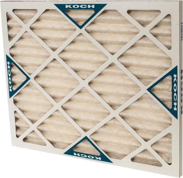 Made in USA - 16" Noml Height x 20" Noml Width x 1" Noml Depth, 30 to 35% Capture Efficiency, Wire-Backed Pleated Air Filter - MERV 8, Synthetic with Antimicrobial Protection, Integrated Beverage Board Frame, 300 Max FPM, 670 CFM, For Any Unit - Eagle Tool & Supply