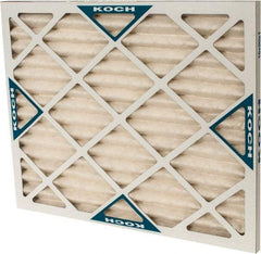 Made in USA - 16" Noml Height x 20" Noml Width x 1" Noml Depth, 30 to 35% Capture Efficiency, Wire-Backed Pleated Air Filter - MERV 8, Synthetic with Antimicrobial Protection, Integrated Beverage Board Frame, 300 Max FPM, 670 CFM, For Any Unit - Eagle Tool & Supply