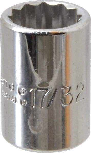 Proto - 17/32", 3/8" Drive, Standard Hand Socket - 12 Points, 1-1/8" OAL, Alloy Steel, Chrome Finish - Eagle Tool & Supply