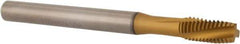 Kennametal - M6x1.00 Metric Coarse 3 Flute 6H Plug Spiral Flute Tap - Solid Carbide, TiAlN/TiN Finish, 70mm OAL, Left Hand Flute, Right Hand Thread - Eagle Tool & Supply