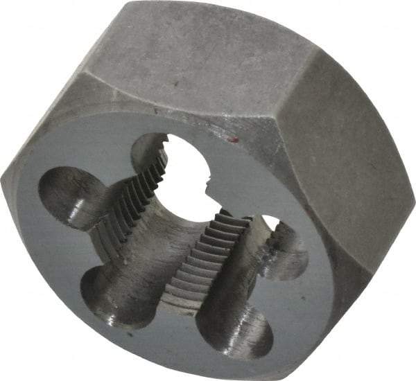 Interstate - 5/8-24 UNEF Thread, 1-1/4" Hex, Right Hand Thread, Hex Rethreading Die - Carbon Steel, 5/8" Thick - Exact Industrial Supply