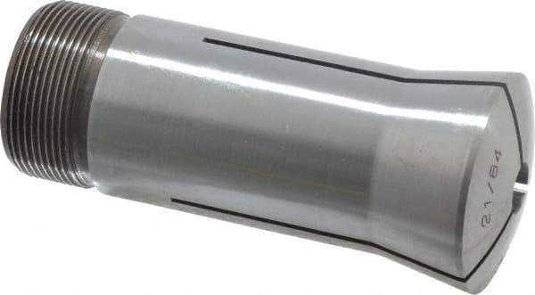 Lyndex - 21/64 Inch 5C Round Collet - 3.27 Inch Overall Length, 1.041-24 Internal Thread Size, Steel, 0.0007 Inch TIR - Exact Industrial Supply