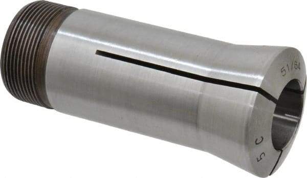 Lyndex - 51/64 Inch 5C Round Collet - 3.27 Inch Overall Length, 1.041-24 Internal Thread Size, Steel, 0.0011 Inch TIR - Exact Industrial Supply