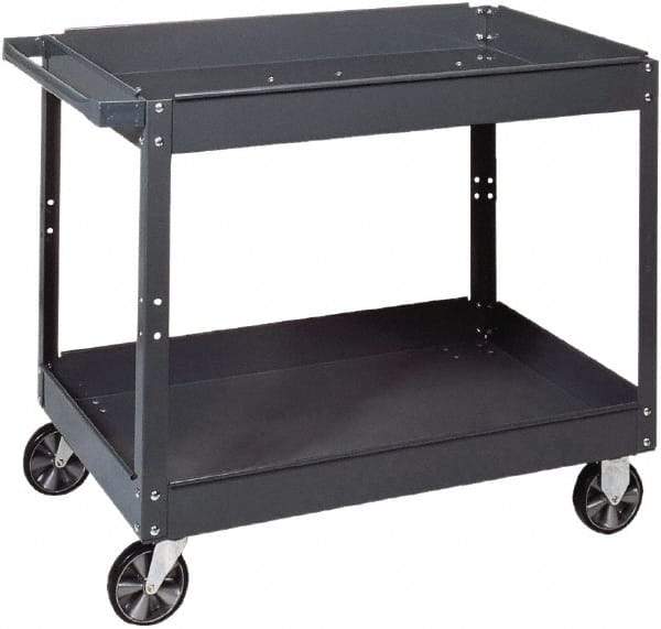 Edsal - 1,000 Lb Capacity, 18" Wide x 30" Long x 36" High Standard Utility Cart - 2 Shelf, Steel, 2 Rigid/2 Swivel Casters - Eagle Tool & Supply