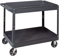 Edsal - 1,000 Lb Capacity, 18" Wide x 30" Long x 36" High Standard Utility Cart - 2 Shelf, Steel, 2 Rigid/2 Swivel Casters - Eagle Tool & Supply