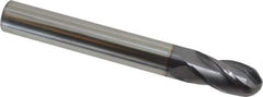 Niagara Cutter - 1/2" Diam, 1" LOC, 4 Flute Solid Carbide Ball End Mill - TiAlN Finish, Single End, 4" OAL, 1/2" Shank Diam, Spiral Flute - Eagle Tool & Supply