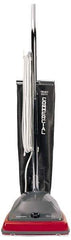 Sanitaire - Single Motor Lightweight Upright Vacuum Cleaner - 12" Cleaning Width, 5" Amps, Comfort Hand Grip, Gray with Black Bag - Eagle Tool & Supply