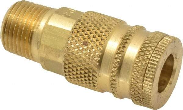 Coilhose Pneumatics - 3/8 Male NPT Industrial Pneumatic Hose Coupler - Brass, 1/4" Body Diam - Eagle Tool & Supply