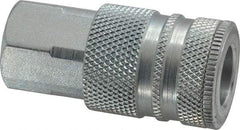 Coilhose Pneumatics - 1/4 Female NPT Industrial Pneumatic Hose Coupler - Plated Steel, 3/8" Body Diam - Eagle Tool & Supply