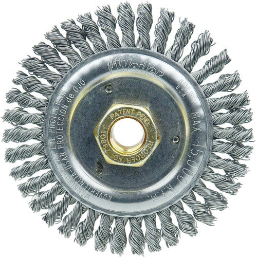 4 1/2″ Root Pass Brush-0.020″ Steel Wire 5/8-11 Dbl-H x Nut - Dually Weld Cleaning Brush - Eagle Tool & Supply