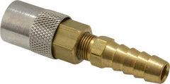 Coilhose Pneumatics - Hose Barb Moldflow Pneumatic Hose Straight Coupler (Valved) - Brass Nickel Plated, 1/4" Body Diam, 3/8" Hose ID - Eagle Tool & Supply