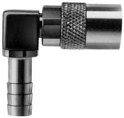 Coilhose Pneumatics - Hose Barb Non-Valved Moldflow Pneumatic Hose 90° Non-Valved Coupler - Brass, 3/8" Body Diam, 1/2" Hose ID - Eagle Tool & Supply