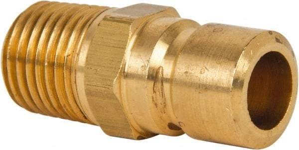 Coilhose Pneumatics - 1/4-18" NPT, 3/8" Body Diam, Coolant & Fluid Line Male Connectors - Brass - Eagle Tool & Supply