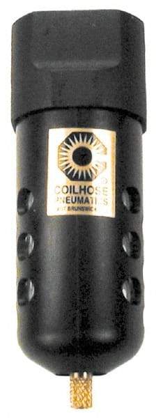 Coilhose Pneumatics - 3/8" Port, 6" High, FRL Filter with Polycarbonate Bowl & Automatic Drain - 150 Max psi, 120°F Max, 3.8 oz Bowl Capacity - Eagle Tool & Supply