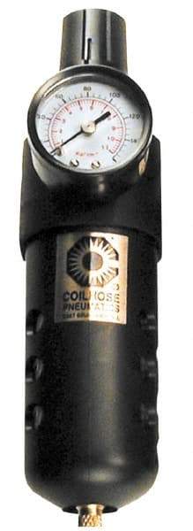 Coilhose Pneumatics - 1/4" NPT Port Compact 1 Piece Filter/Regulator FRL Unit - Polycarbonate Bowl, 48 SCFM, 150 Max psi, 8" High, Automatic Drain - Eagle Tool & Supply