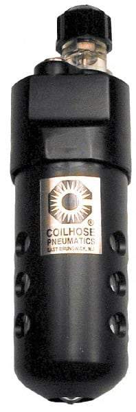 Coilhose Pneumatics - 1/4 NPT Port, 150 Max psi, Compact Lubricator - Polycarbonate Bowl, Cast Aluminum Body, 23 CFM, 120°F Max, 2" Wide x 6-1/2" High - Eagle Tool & Supply