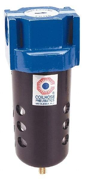Coilhose Pneumatics - 3/8" Port Coalescing Filter - Polycarbonate Bowl, 0.3 Micron Rating, 7-1/2" High - Eagle Tool & Supply