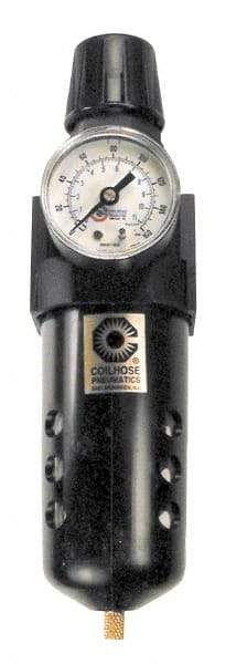 Coilhose Pneumatics - 1/2" NPT Port Standard 1 Piece Filter/Regulator FRL Unit - Polycarbonate Bowl, 127 SCFM, 150 Max psi, 10.5" High, Manual Drain - Eagle Tool & Supply