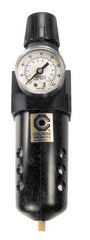 Coilhose Pneumatics - 3/8" NPT Port Standard 1 Piece Filter/Regulator FRL Unit - Polycarbonate Bowl, 102 SCFM, 150 Max psi, 10.5" High, Manual Drain - Eagle Tool & Supply