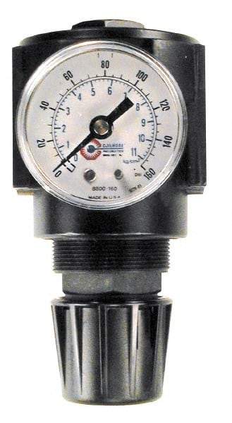 Coilhose Pneumatics - 1/2 NPT Port, 120 CFM, Cast Aluminum Standard Regulator - 0 to 125 psi Range, 250 Max psi Supply Pressure, 1/4" Gauge Port Thread, 2-3/4" Wide x 5-1/2" High - Eagle Tool & Supply