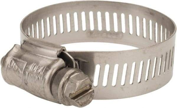 IDEAL TRIDON - SAE Size 44, 1-1/4 to 3-1/4" Diam, Stainless Steel Worm Drive Clamp - 9/16" Wide, Material Grade 301, Series 63-4 - Eagle Tool & Supply