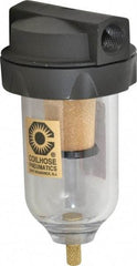 Coilhose Pneumatics - 3/8" Port, 5" High, FRL Filter with Polycarbonate Bowl & Manual Drain - 150 Max psi, 120°F Max, 4 oz Bowl Capacity - Eagle Tool & Supply
