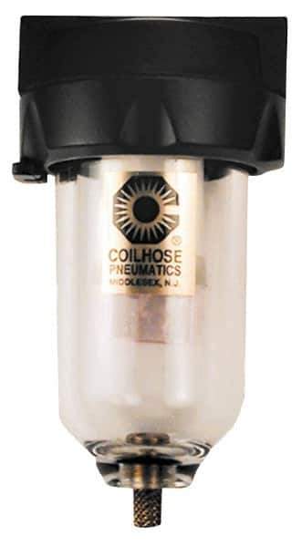 Coilhose Pneumatics - 1" Port, 9" High, FRL Filter with Aluminum Bowl & Manual Drain - 250 Max psi, 250°F Max, 23 oz Bowl Capacity - Eagle Tool & Supply